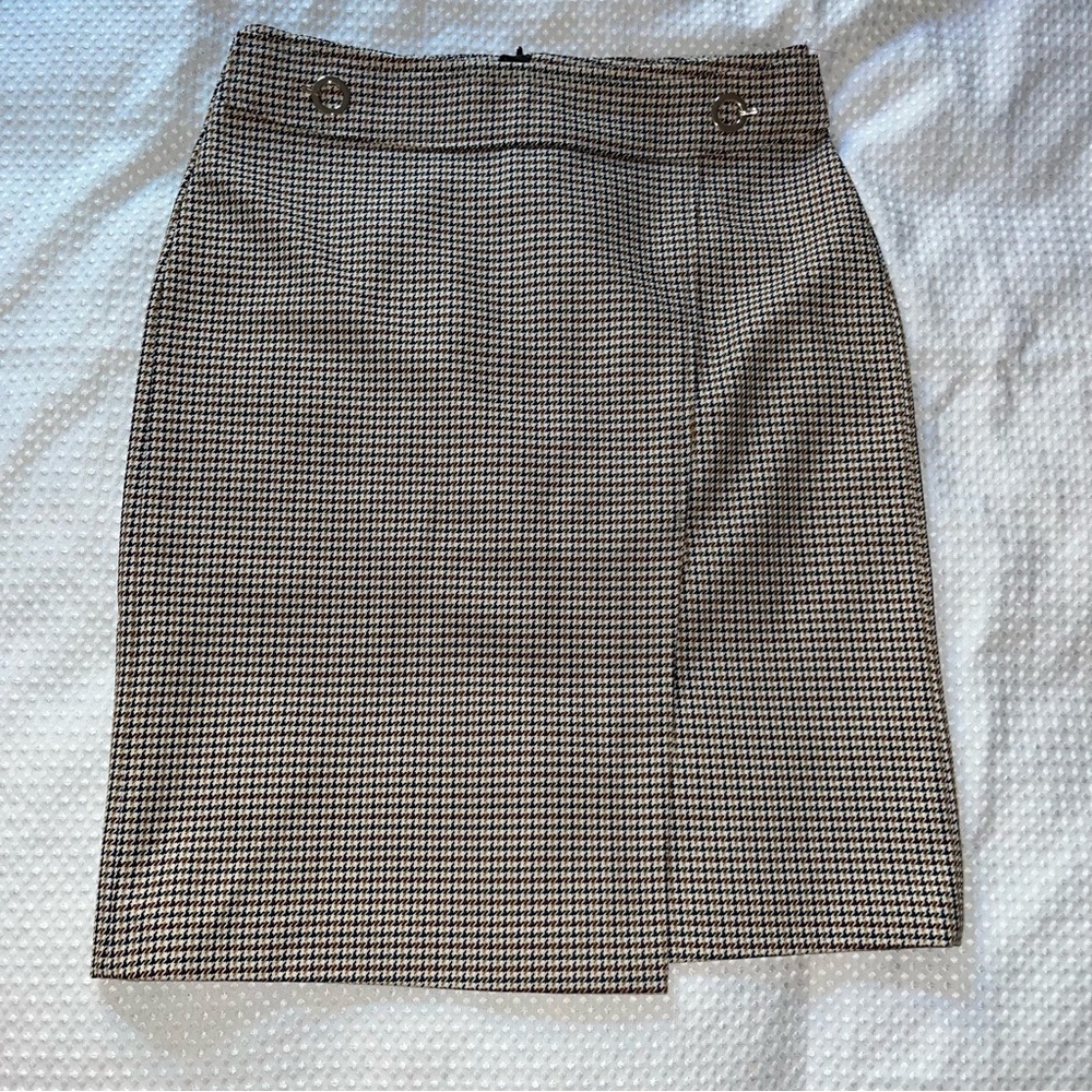 H&M Brown Cream Knee-Length Pencil Skirt Wrap Style TS-005